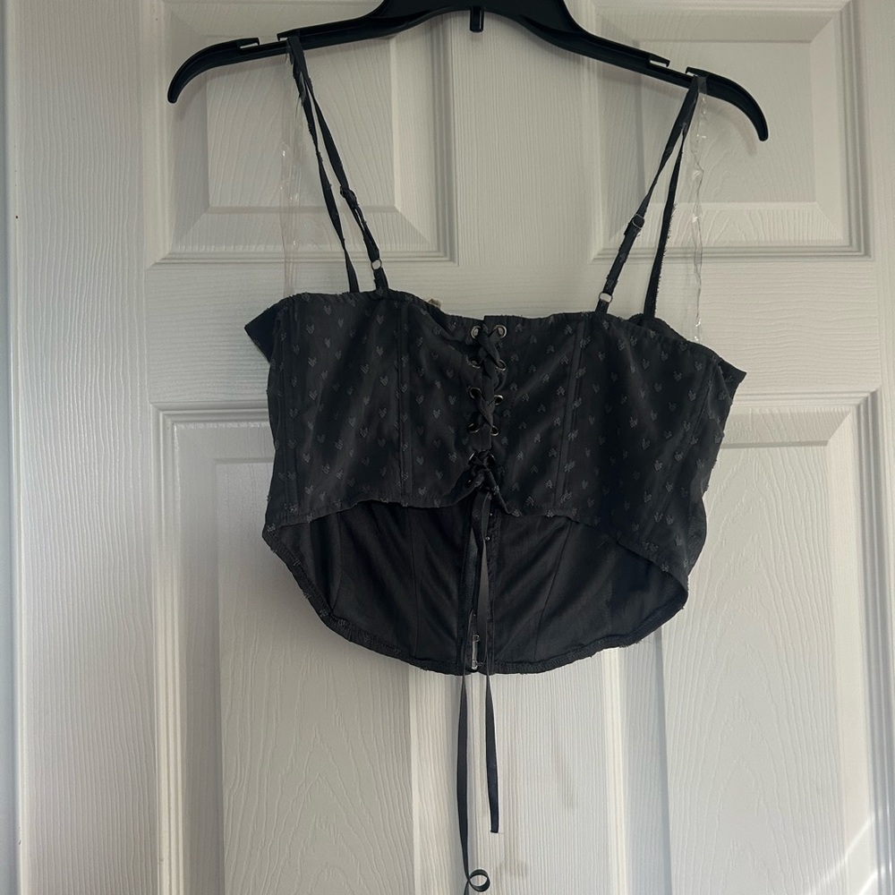 La Hearts Black Bustier Crop Camisole - Picture 3 of 4